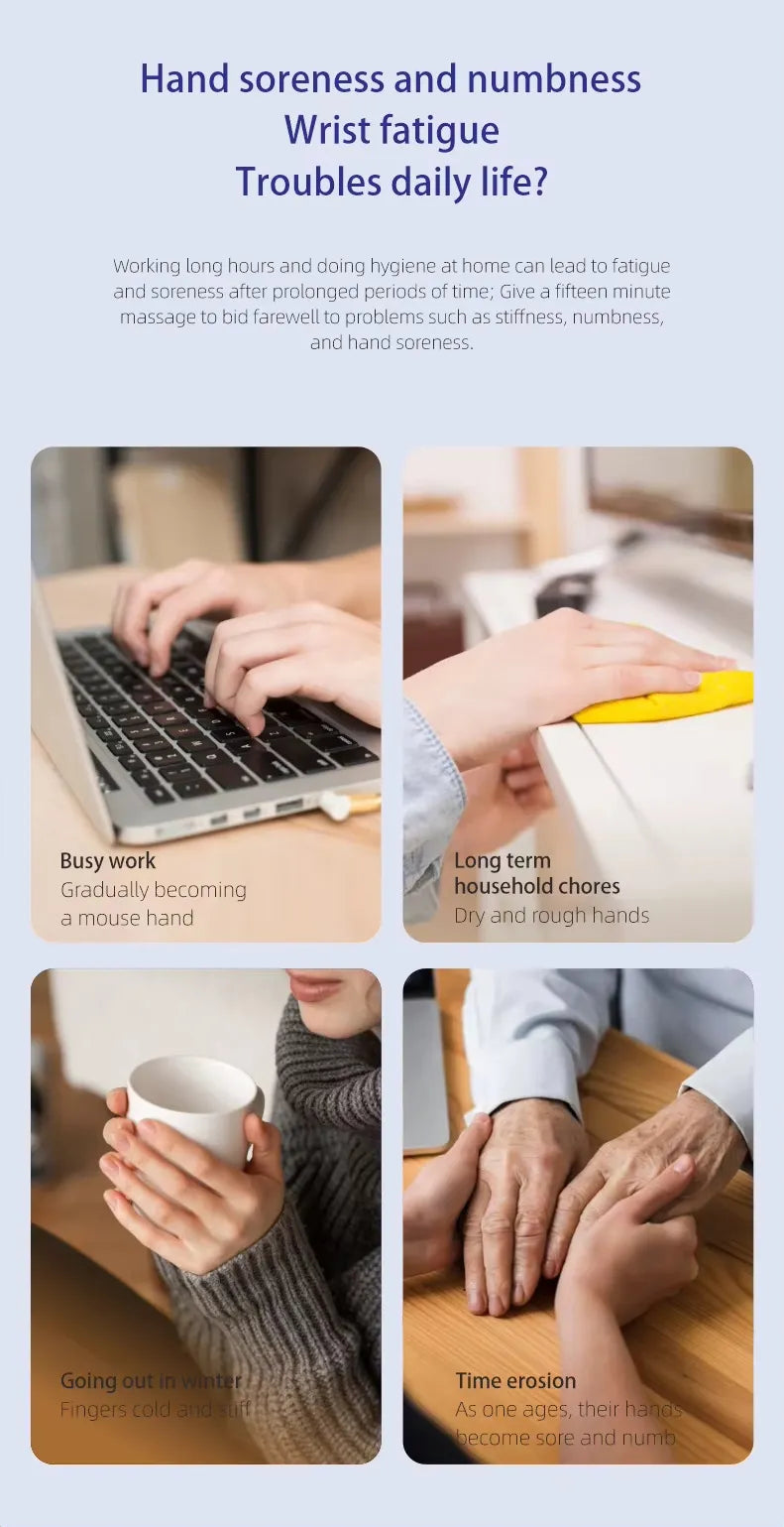 Portable Hand Massager, Cordless, Advanced Airwave Technology, Customized Mode & Heating Function, Long-Lasting Battery Life, Auto-Off Feature, Perfect for Daily Relaxation, Comfort, White, Ideal Gift for Christmas & Birthday